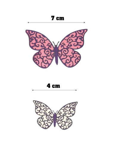 Kağıt Kelebek Dekor Süs 3D 12 Parça Mor Kenarlı - 3