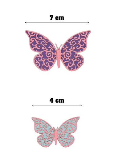 Kağıt Kelebek Dekor Süs 3D 12 Parça Pembe Kenarlı - 3