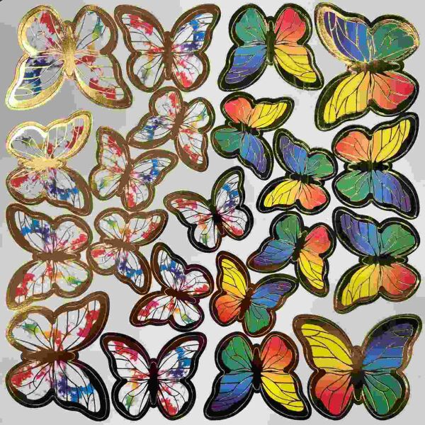 Kağıt Kelebek Dekoratif Süs Varaklı Renkli 126 Parça - 