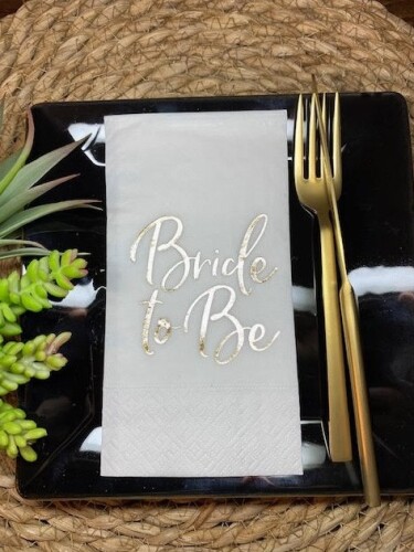 Kağıt Peçete Garson Katlama Gold Varak Baskılı Bride To Be 16 Parça - 1