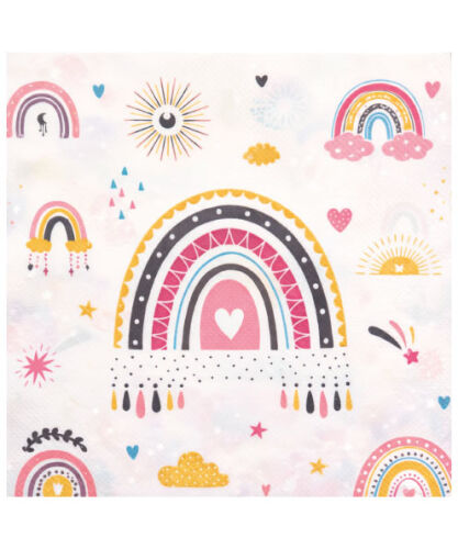 Kağıt Peçete Retro Gökkuşağı Bohem Temalı 20 Parça - 
