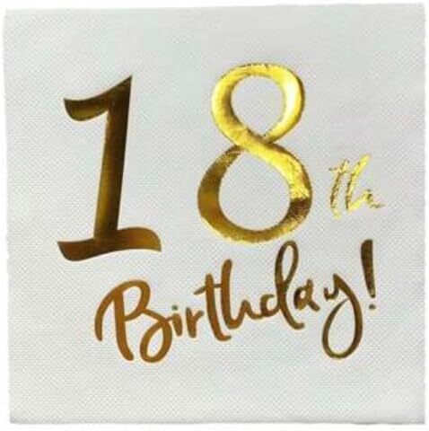 Kağıt Peçete Varak baskılı 18 Birthday Beyaz 20 Parça - 1