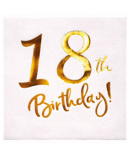 Kağıt Peçete Varak baskılı 18 Birthday Beyaz 20 Parça - 