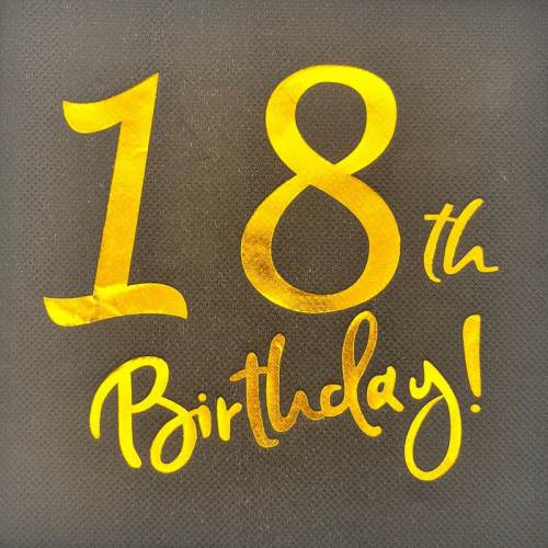 Kağıt Peçete Varak baskılı 18 Birthday Siyah 20 Parça - 1
