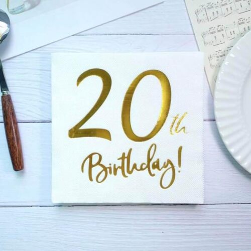 Kağıt Peçete Varak baskılı 20 Birthday Beyaz 20 Parça - 2