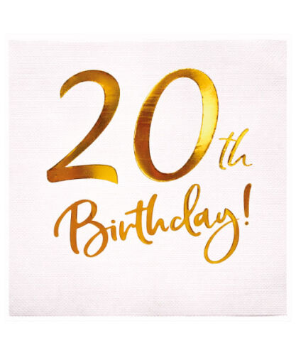Kağıt Peçete Varak baskılı 20 Birthday Beyaz 20 Parça - 