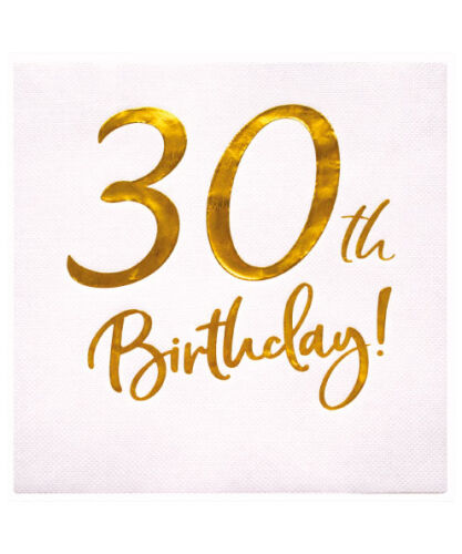 Kağıt Peçete Varak baskılı 30 Birthday Beyaz 20 Parça - 