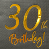 Kağıt Peçete Varak baskılı 30 Birthday Siyah 20 Parça - 1