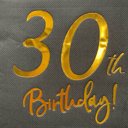 Kağıt Peçete Varak baskılı 30 Birthday Siyah 20 Parça - 1