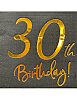 Kağıt Peçete Varak baskılı 30 Birthday Siyah 20 Parça - 1