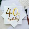 Kağıt Peçete Varak baskılı 40 Birthday Beyaz 20 Parça - 2