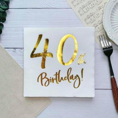Kağıt Peçete Varak baskılı 40 Birthday Beyaz 20 Parça - 3