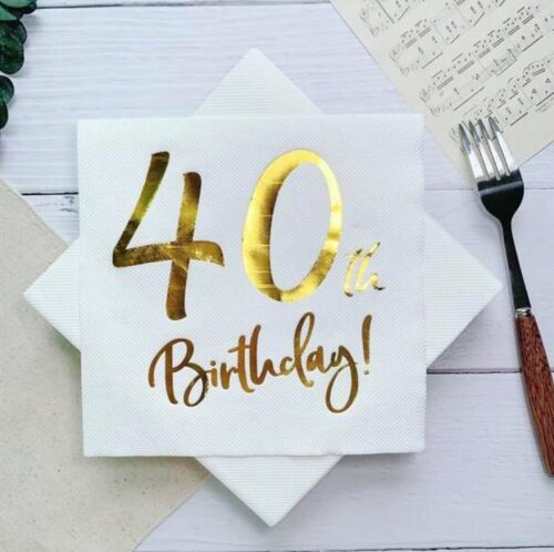 Kağıt Peçete Varak baskılı 40 Birthday Beyaz 20 Parça - 2