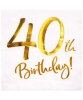 Kağıt Peçete Varak baskılı 40 Birthday Beyaz 20 Parça - 1