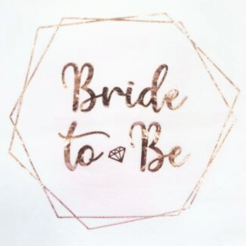 Kağıt Peçete Varak baskılı Bride To Be Rose Gold 20 Parça - 1