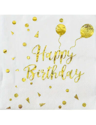 Kağıt Peçete Varak baskılı Happy Birthday Balonlu Beyaz Model 20 Parça - 1