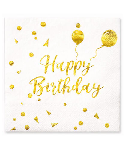 Kağıt Peçete Varak baskılı Happy Birthday Balonlu Beyaz Model 20 Parça - 