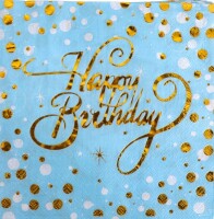 Kağıt Peçete Varak baskılı Happy Birthday Mavi 20 Parça - 1
