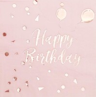 Kağıt Peçete Varak baskılı Happy Birthday Pembe 20 Parça - 1