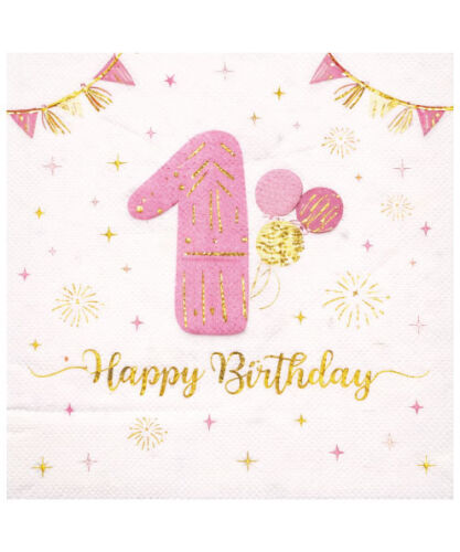 Kağıt Peçete Varaklı 1 Yaş Pembe 20 Parça - 