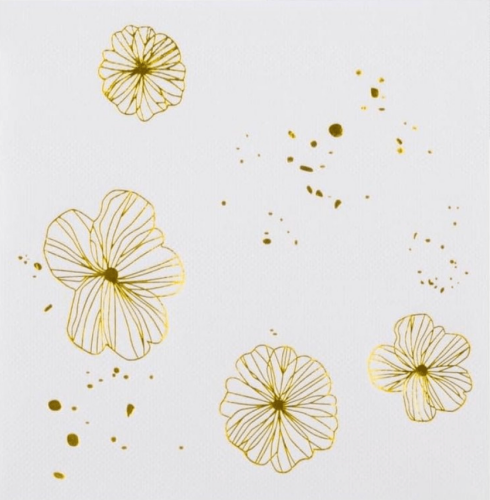 Kağıt Peçete Varaklı Çiçek Model Altın 20 Parça - 