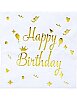 Kağıt Peçete Varaklı Happy Birthday Beyaz Altın baskılı 20 Parça - 1