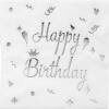 Kağıt Peçete Varaklı Happy Birthday Beyaz Gümüş baskılı 20 Parça - 1