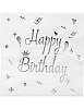 Kağıt Peçete Varaklı Happy Birthday Beyaz Gümüş baskılı 20 Parça - 1