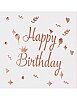 Kağıt Peçete Varaklı Happy Birthday Beyaz Rose Gold baskılı 20 Parça - 1