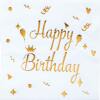 Kağıt Peçete Varaklı Happy Birthday Beyaz Rose Gold baskılı 20 Parça - 1