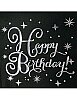 Kağıt Peçete Varaklı Happy Birthday Siyah Gümüş baskılı 20 Parça - 1