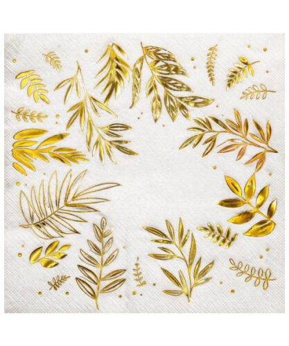 Kağıt Peçete Varaklı Yaprak Model Altın 20 Parça - 