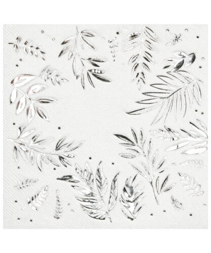 Kağıt Peçete Varaklı Yaprak Model Gümüş 20 Parça - 