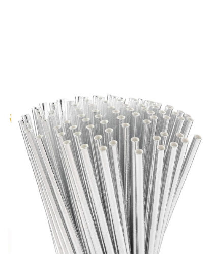 Kağıt Pipet Parlak Gümüş 24 Parça - 