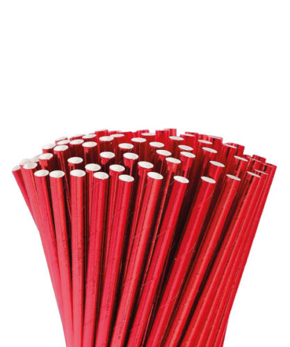 Kağıt Pipet Parlak Kırmızı 24 Parça - 