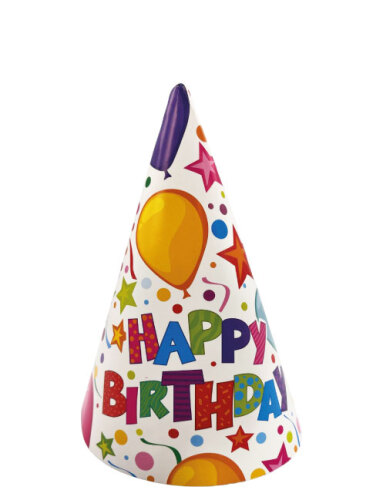 Kağıt Şapka Happy Birthday Temalı Balonlu 6 Parça - 2