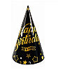 Kağıt Şapka Happy Birthday Temalı Siyah 6 Parça - 1