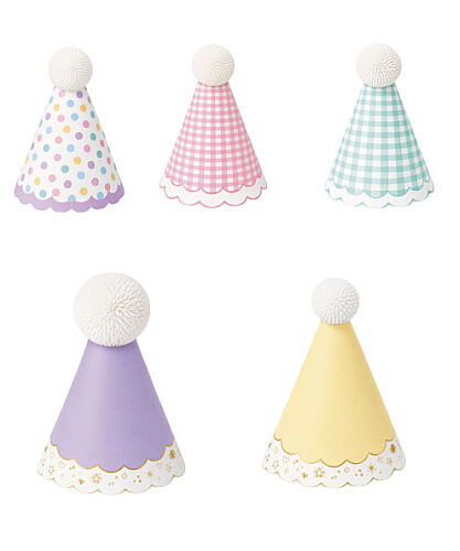 Kağıt Şapka Mini Ponponlu 5'li Makaron Varaklı - 2