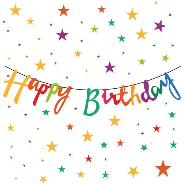 Kaligrafi Banner Happy Birthday Pastel Tema - 