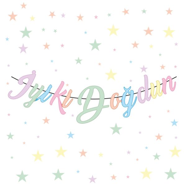 Kaligrafi Banner İyi Ki Doğdun Makaron Tema - 