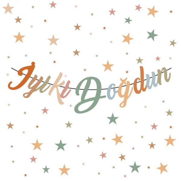 Kaligrafi Banner İyi Ki Doğdun Retro Tema - 