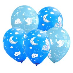 Kalisan Çepeçevre Balon 12 İnç Mavi Bebek Temalı 25'li - 1