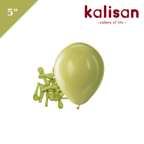 Lateks Retro Balon 5 inç 100 Parça Zeytin (Olive) - 1
