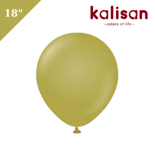 Lateks Retro Balon 18 inç Zeytin (Olive) - 1