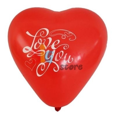 Lateks Baskılı Balon Kalp Şekilli Baskılı Balon Love You 100lü - 1