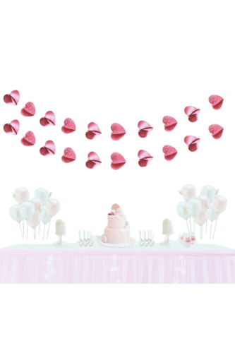  3 Boyutlu Sıralı Kalp Süs Açık Pembe 150 Cm 2 Parça - 2