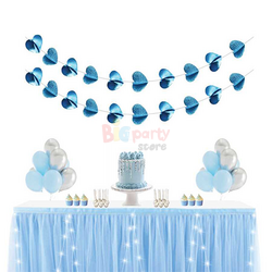 3 Boyutlu Sıralı Kalp Süs Mavi 150 Cm 2 Parça - 2