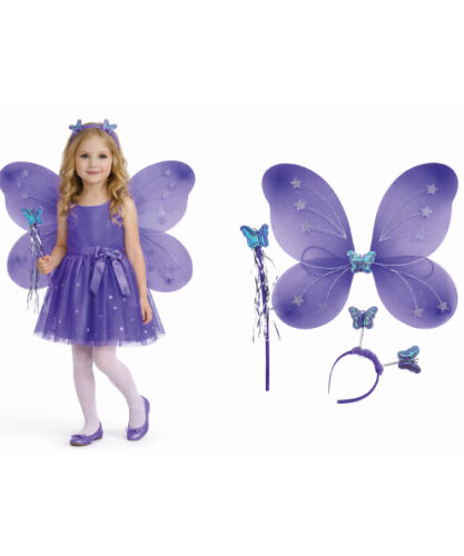 Kanat Set Simli Kelebek Mor - 