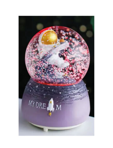 Kar Küresi Orta Boy Pilli Işıklı Astronot Model Mor - 2