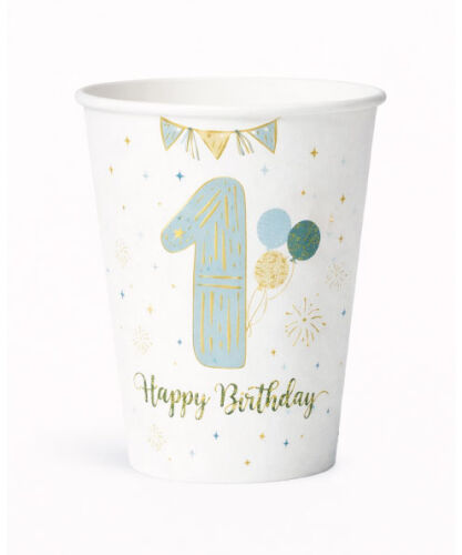 Karton Bardak Gold Varaklı 1 Yaş Mavi 6 Parça - 